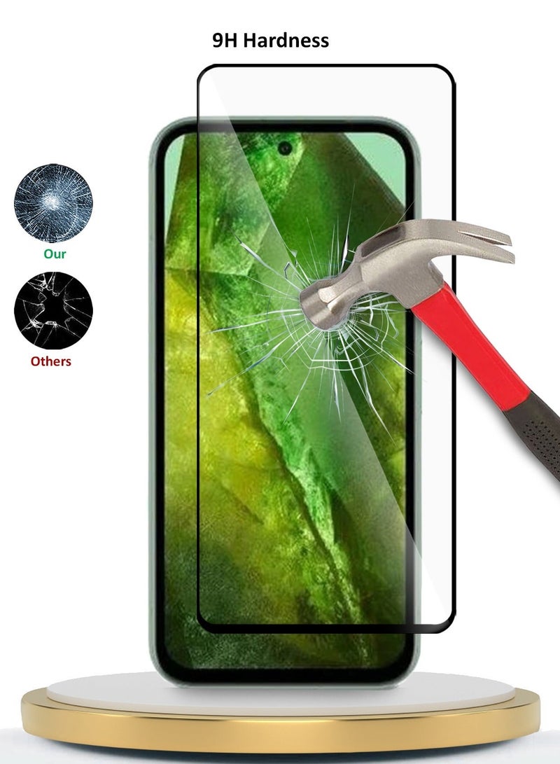 دبليو تيك واقي شاشة زجاجي مقسى بغطاء كامل من Google Pixel 8a 5G 2024 Premium E2E Full Glue (MSGECN) - شفاف / أسود - Image 3